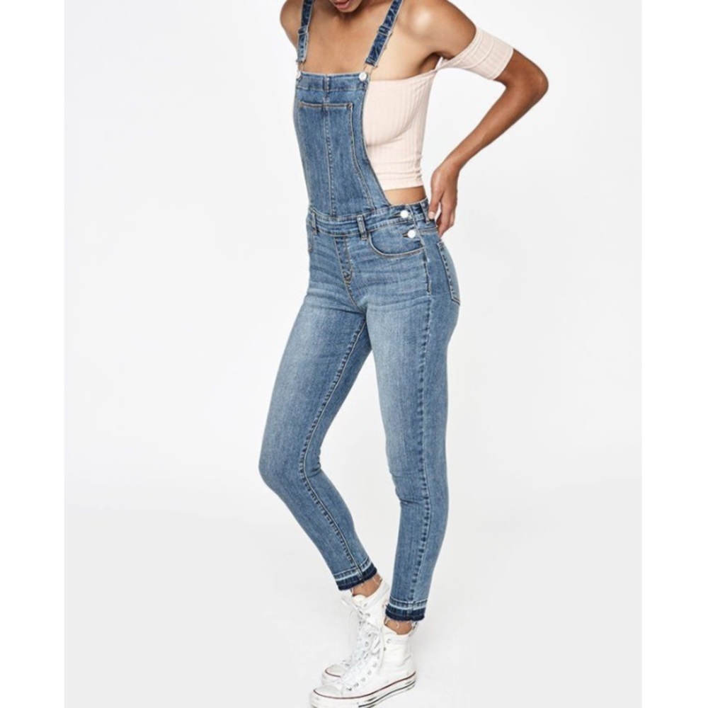 NWT PacSun Adri Blue skinny stretch overalls